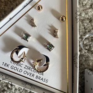 Never Used Pack of 4 18k gold over brass earrings